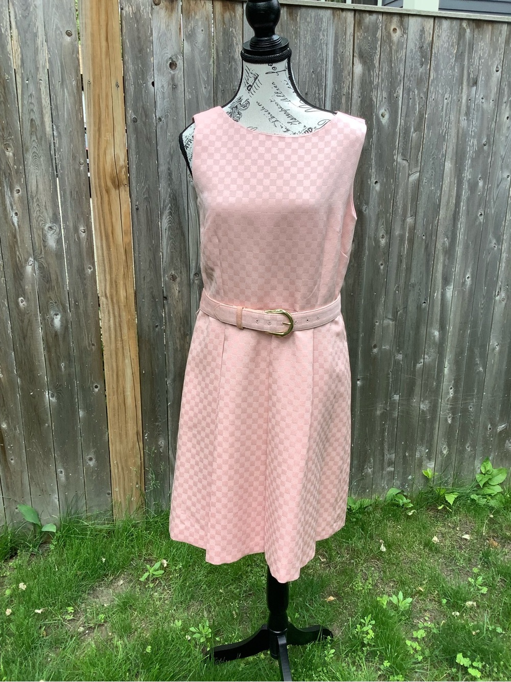 Tahari Pink Sleeveless Belted A-Line Mini Dress